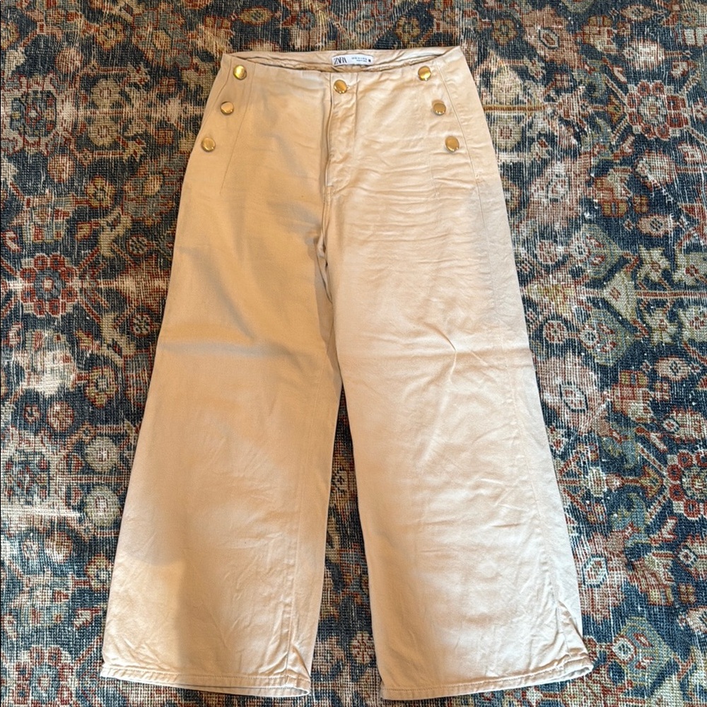 Zara Beige Trousers with Gold Accents